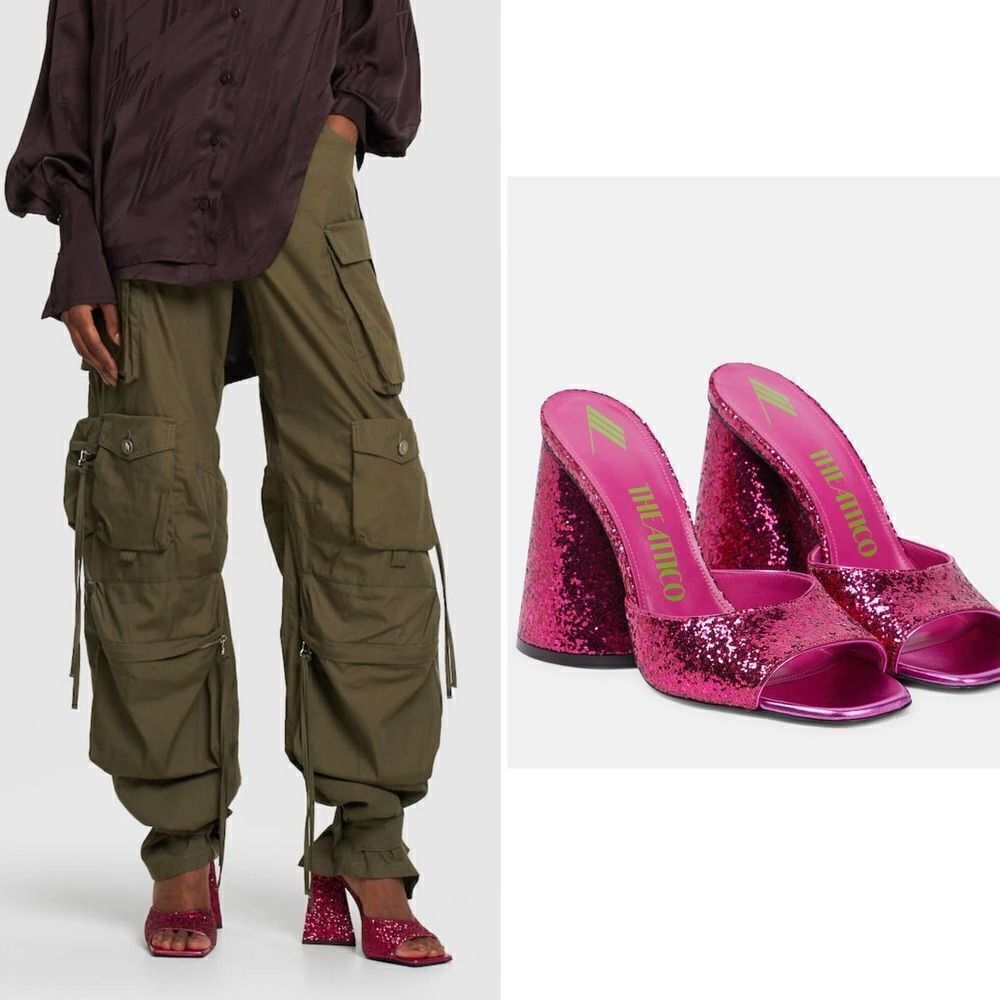 THE ATTICO Devon sequin leather mules fuchsi IT39